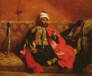 Un turco fumando sentado en un sofá, c. 1825